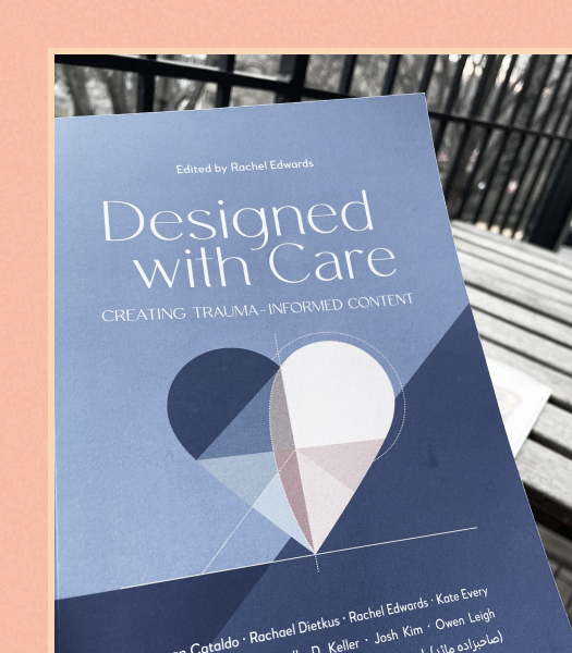 The cover of Designed with Care featuring a heart comprised of soft geometric shapes.